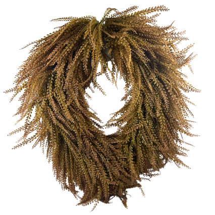 26" Oval UV Bead Grass Wreath- Beige