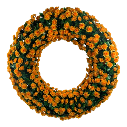 Mum Wreath 22" - UV Protected Orange