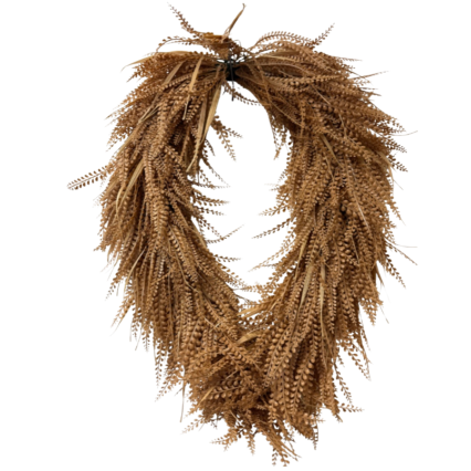 34" Oval Bead/Mixed Grass Wreath- Beige