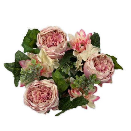 6" Cabbage Rose Dahlia Candle Ring - Pink