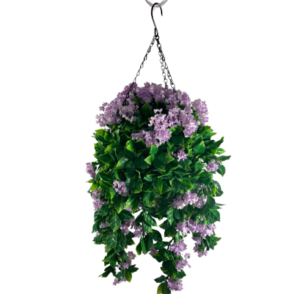 16" Purple Artificial Lilac UV Hanging Basket