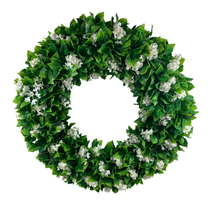 20" White Artificial Lilac Flower UV Wreath