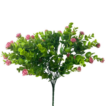 15" Eucalyptus & Flower Mixed Bush - Pink