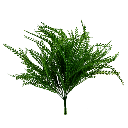 16" Artificial Bead Grass Bush- Dark Green