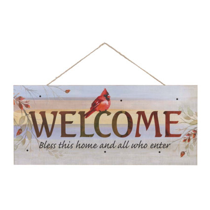 Light Up Wall Plaque - Welcome w/Cardinal