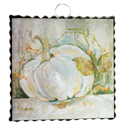 7"H Blue Pumpkin with Vines-Metal Wavy Frame