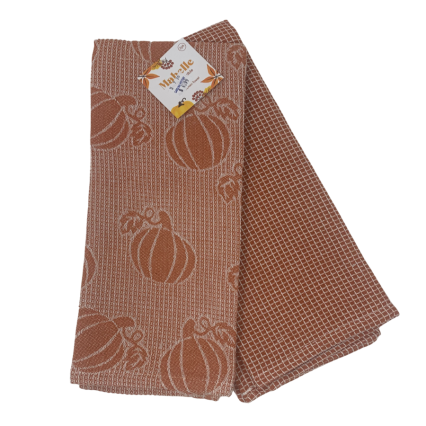 2pk Fall Jacquard Kitchen Towel Pumpkin Set - OR