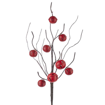 25" Jingle Bell Spray - Red