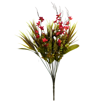 21" Red Blooms with Greenery & Branches