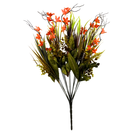 21" Orange Blooms with Greenery & Branches