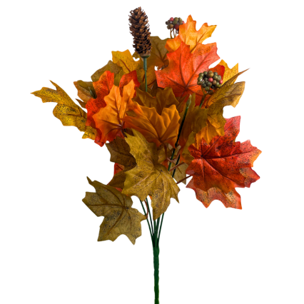 17" Autumn Leaves, Pinecone & Berries Bush
