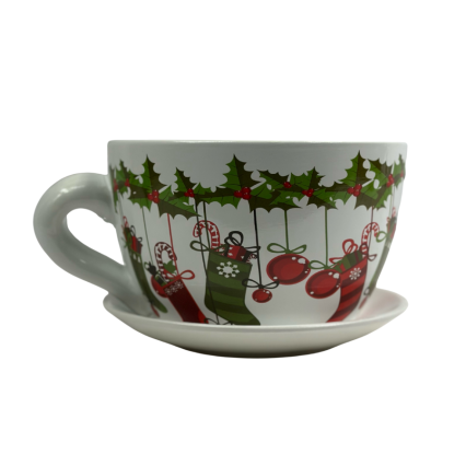 Blossom Planter with Saucer - Stockings