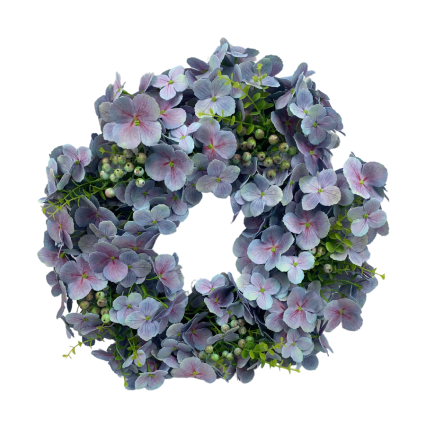 20" Blue Hydrangea Fern Wreath