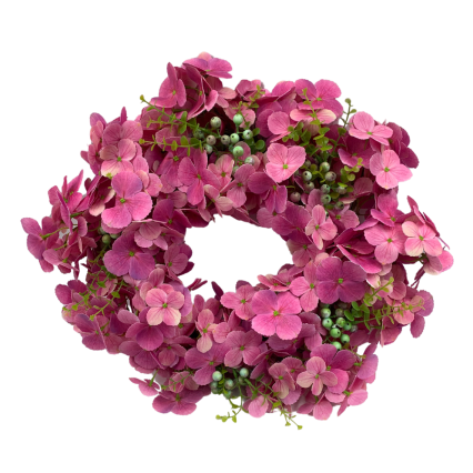 20" Pink Hydrangea Fern Wreath