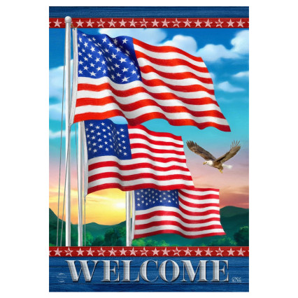 Waving American Flags Garden Flag