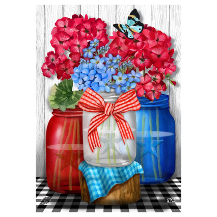 Red, White & Blue Jars Garden Flags