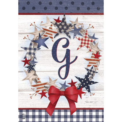 American Wreath Monogram Garden Flag - G