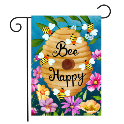Happy Beehive Double Sided Garden Flag