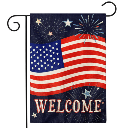 Celebrate America Burlap Garden Flag