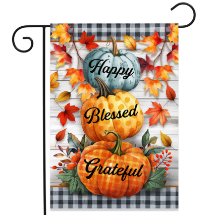 Pumpkins & Stripes Garden Flag