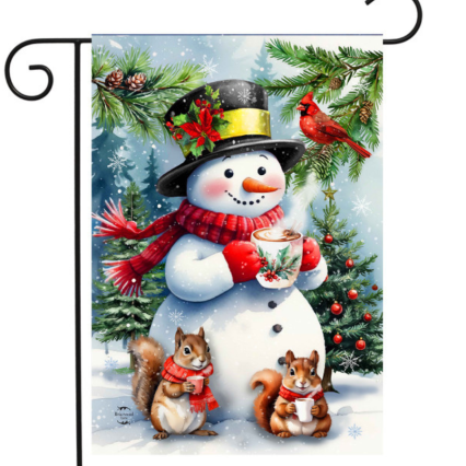 Hot Cocoa Snowman Garden Flag
