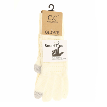 Solid Cable Knit CC Gloves - Ivory