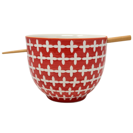 Noodle Bowl w/ Chopsticks - Red
