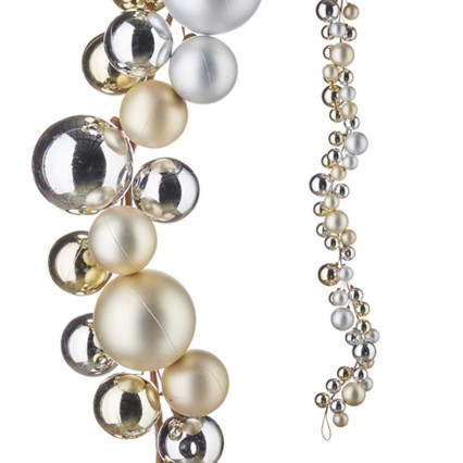 4' Ball Garland - Champagne & Silver