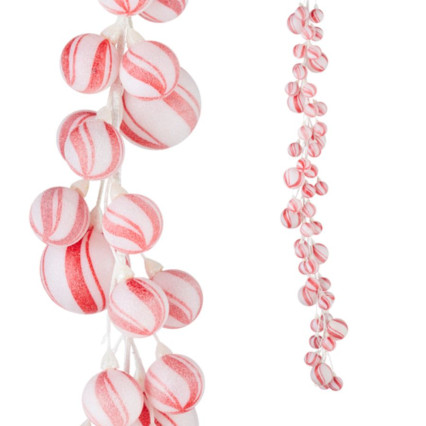4'L Peppermint Stripe Ball Garland