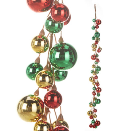 4' Ball Garland - Red, Green & Gold