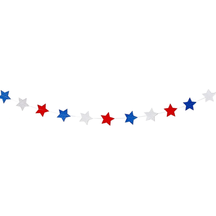 7' Red, White, & Blue Star Garland
