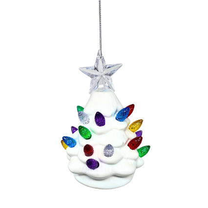 4" Light Up Tree Ornament - White