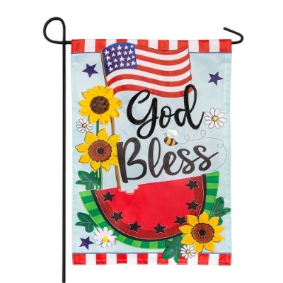 God Bless Patriotic Applique Garden Flag