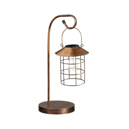 3 in 1 Solar Caged Bulb Lantern-Antique Brass
