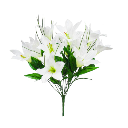 18" Easter Lily W/ Grass- White