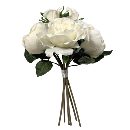 13" Mixed Rose Bouquet- White