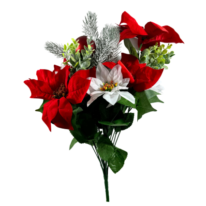 19" Christmas Poinsettia Mixed Bush