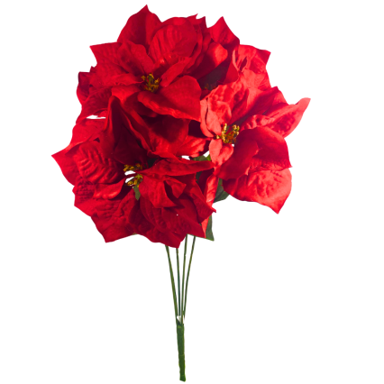 23" Large Red Poinsettia Bush