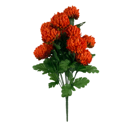 17" Orange Mum Bush Flower