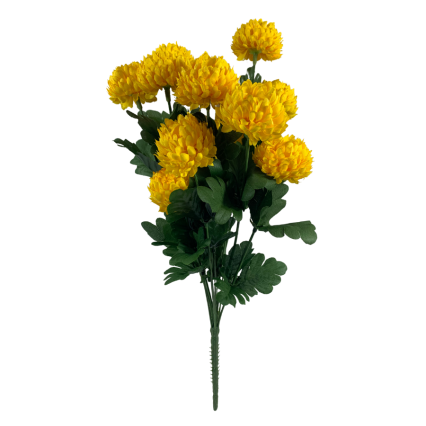 17" Yellow Mum Bush Flower