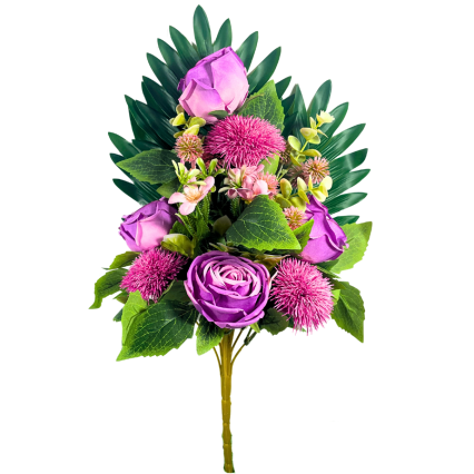 22" Purple Rose and Thistle Floral Arrangement