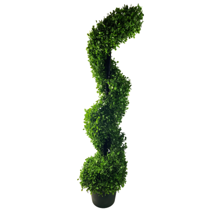 36" Indoor / Outdoor Artificial Boxwood Spiral Topiary with Planter