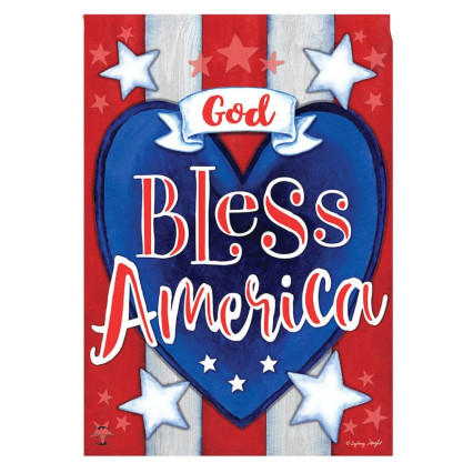 God Bless America Heart Large Flag