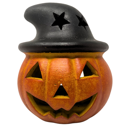 Orange Jack-O-Lantern with Witch Hat
