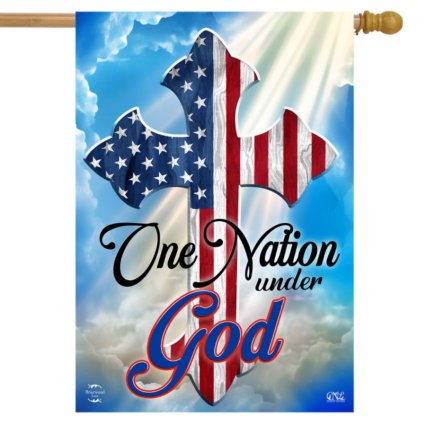 One Nation Under God Cross House Flag