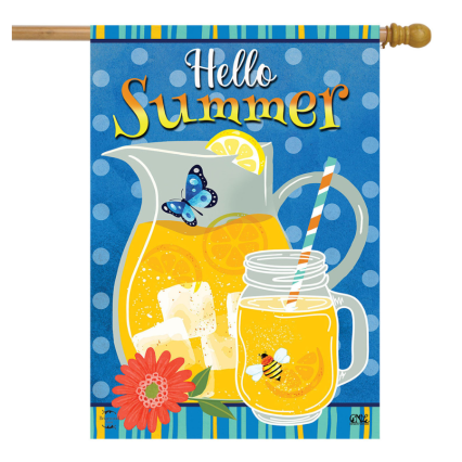 Hello Summer Lemonade House Flag