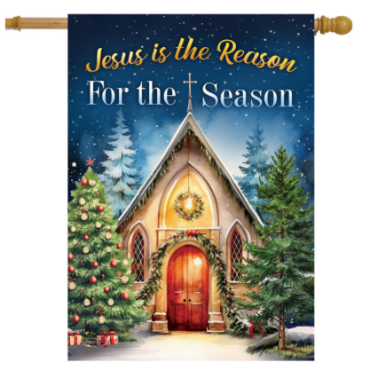 Reason For the Season Church Double Sided House Flag