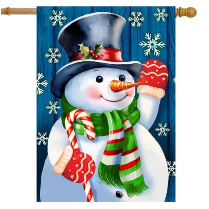 Candy Cane Snowman House Flag