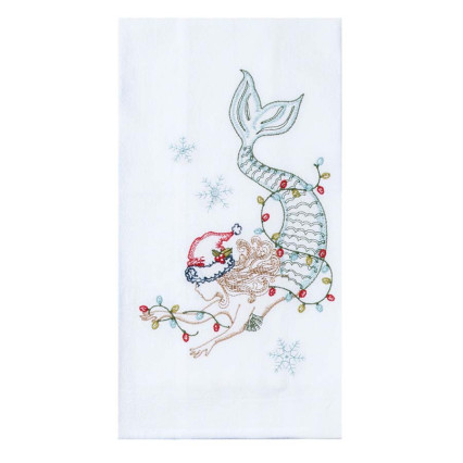 Holiday Mermaid Emb Flour Sack Towel