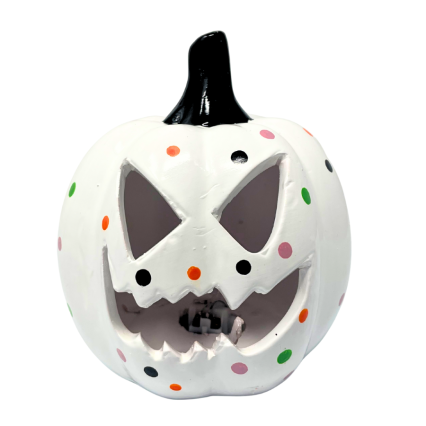 Ceramic Confetti LED Strobe Light-up Pumpkin - Pointed Eyes